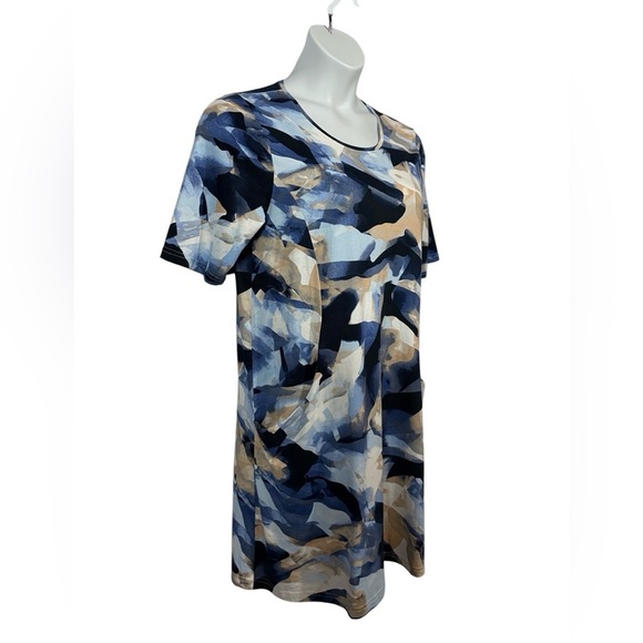 NWOT, Sunday Betsy Abstract Tunic Top, Large, Blue, Beige - Picture 8 of 12